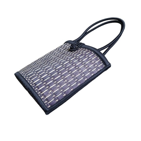 EUC Baskets of Cambodia natural straw Handbag shoulder bag, black tan - Picture 2 of 10